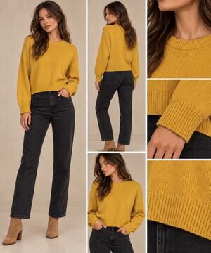 H&M Divided Mustard Yellow Cropped Ribbed Sweater Small Y2K Boxy Fall Sweater